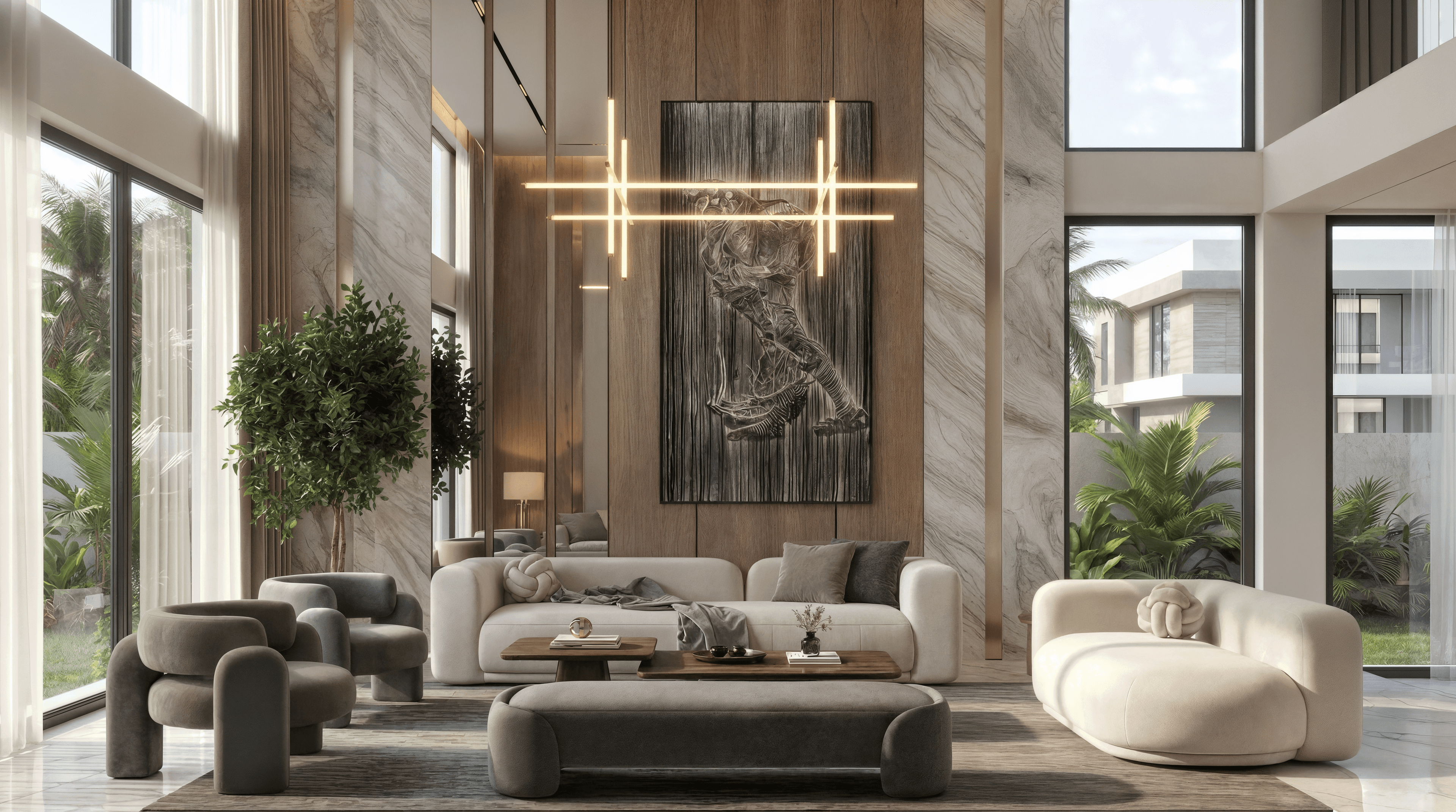 Sala principal con mobiliario contemporáneo